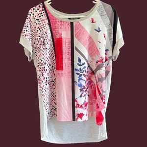 Like New White House Black MarketMixed Fabric High Low Top Size Small